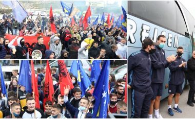 Dardanët nuk i lënë vetëm asnjëherë lojtarët e Kosovës: Pritja madhështore e tifozëve në Han të Elezit në rrugëtimin drejt Shkupit