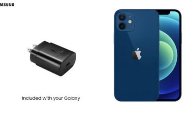 Samsung “tallet” me iPhone 12 rreth mungesës së mbushësit në paketim