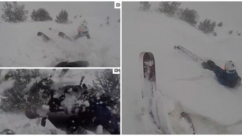 Momenti kur orteku i borës mbulon dy skiatorë në Andorrë, mrekullisht i shpëtojnë më të keqes