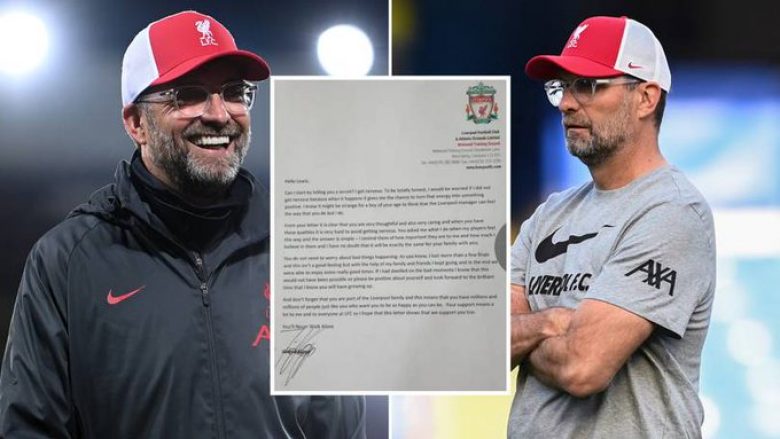 Klopp ia kthen letrën emocionale tifozit të Liverpoolit që vuan nga ankthi, 11-vjeçari nuk e imagjinonte dot