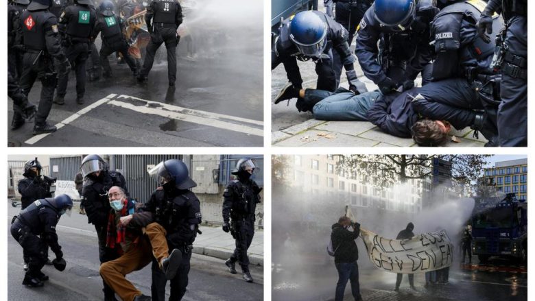 Situatë “kaotike” në Frankfurt, me topa uji policia shpërndan demonstruesit – dolën rrugëve kundër masave të reja ndaj pandemisë