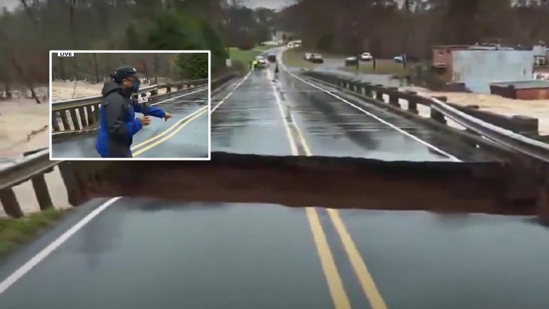 Ishte në transmetim të drejtpërdrejtë, gazetarja në Karolinën e Veriut i shpëton shembjes së urës për një “fije floku”