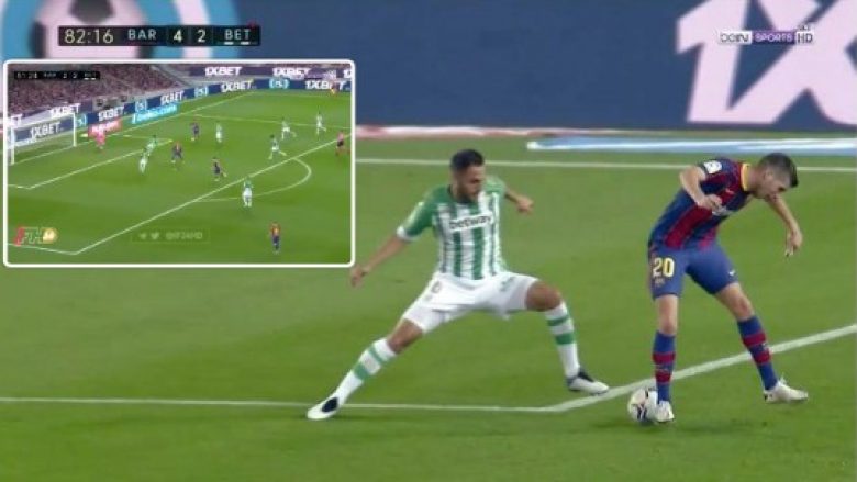 Messi shënon një gol të bukur pas asistimit fantastik me thembër nga Roberto