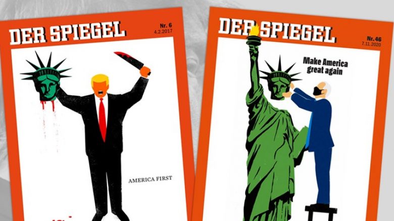 Kjo është kopertina e ‘Der Spiegel’: Trump dhe Biden ilustrohen me “Statujën e Ilirisë”