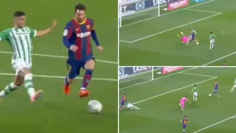 Messi bëri një ‘mashtrim’ të pabesueshëm ndaj portierit dhe një mbrojtësi të Betisit për të lejuar Griezmannin të shënojë në portën e zbrazët