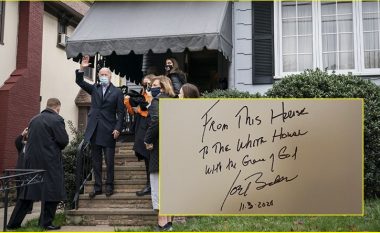 Biden nënshkruan në murin e shtëpisë së fëmijërisë së tij
