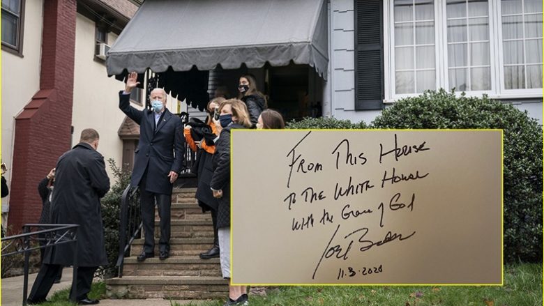 Biden nënshkruan në murin e shtëpisë së fëmijërisë së tij