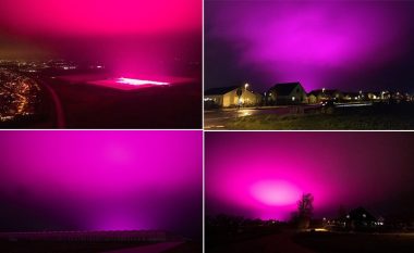 Qielli mbi qytetin suedez merr ngjyrë vjollcë, banorët habiten fillimisht – e kuptojnë më vonë se bëhet fjalë për një lloj ndriçimi  