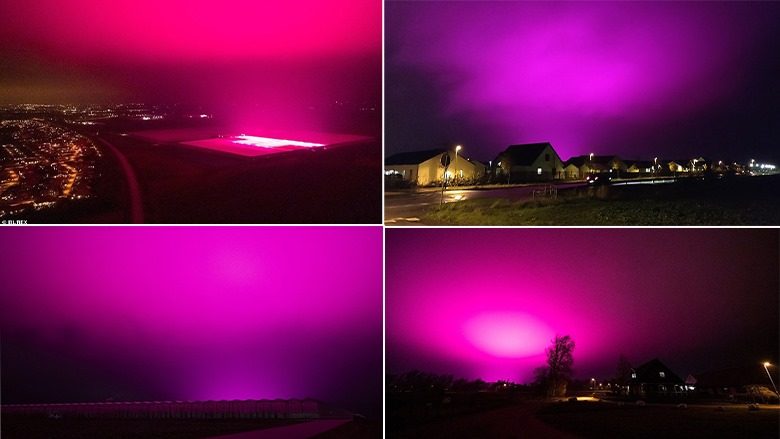 Qielli mbi qytetin suedez merr ngjyrë vjollcë, banorët habiten fillimisht – e kuptojnë më vonë se bëhet fjalë për një lloj ndriçimi  