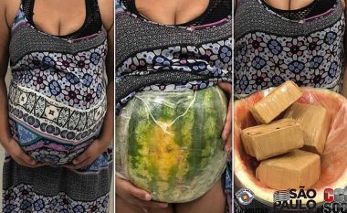 U shtir kinse është shtatzënë, nën fustan fshehu shalqirin e mbushur me kokainë – arrestohet gruaja nga policia braziliane