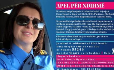 Kërkohet ndihmë financiare për shërimin e polices Visare Hyseni, shoqata “Jetimat e Ballkanit” ndihmon me 2 mijë euro