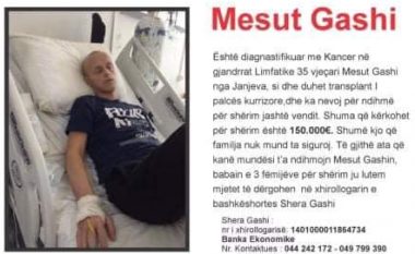 Kërkohet ndihmë financiare për shërimin e Mesut Gashit