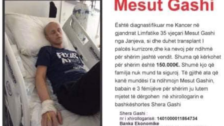 Kërkohet ndihmë financiare për shërimin e Mesut Gashit