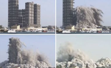 Për 10 sekonda u shembën 4 kulla në Abu Dabi, për demolim u përdorën 6 mijë kilogramë eksplozivë
