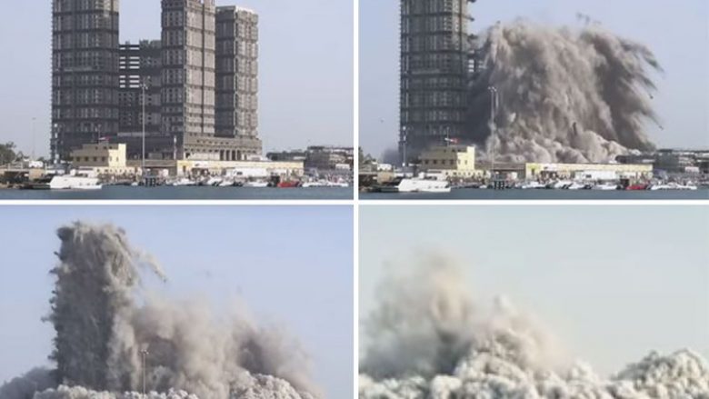Për 10 sekonda u shembën 4 kulla në Abu Dabi, për demolim u përdorën 6 mijë kilogramë eksplozivë