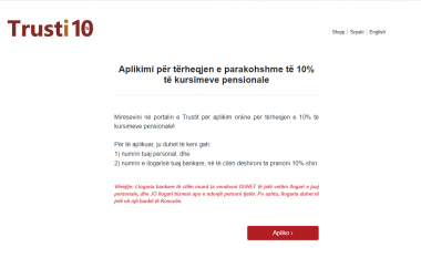 Kthehet ueb-faqja e Trustit për tërheqjen e 10 përqindëshit, deri tani 230 mijë aplikime