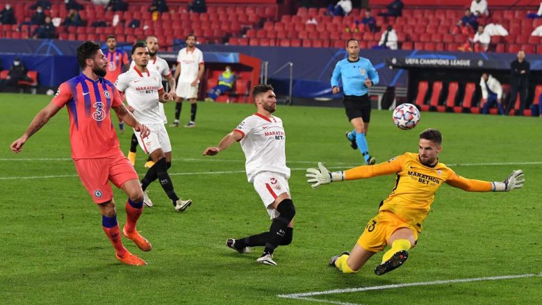 Olivier Giroud shënon katër gola, Chelsea ‘shkatërron’ Sevillan në “Sanchez Pizjuan”