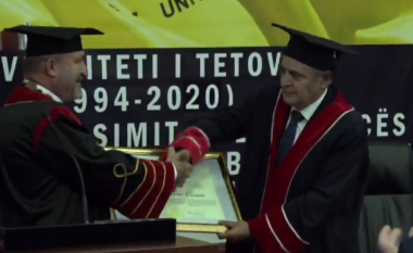 Ali Ahmeti merr çmimin “Doctor Honoris Causa” nga UT-ja, zotohet se do të punojë për cilësinë e arsimit