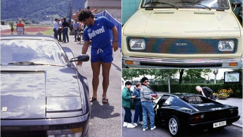 Dy makinat e Maradonës sa ishte në Napoli – befason të gjithë me Fiatin e tij të thjesht dhe Ferrari i parë me ngjyrë të zezë