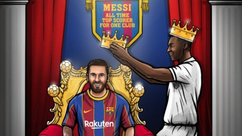 Messi barazon rekordin e madh të Peles për golat e shënuar për një skuadër të vetme
