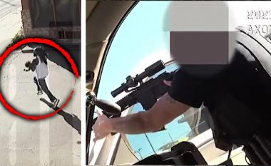 Rrëmben foshnjën dhe ia drejton revolen, polici amerikan e qëllon me pushkë automatike burrin – publikohen pamjet e pengmarrjes