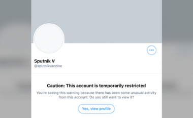 Twitter suspendon llogarinë e vaksinës ruse ‘Sputnik V’