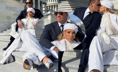 Jennifer Lopez sjell imazhe nga prapaskenat e inaugurimit, pozon me shumë stil krah të fejuarit Alex Rodriguez në ndërtesën e Kapitolit