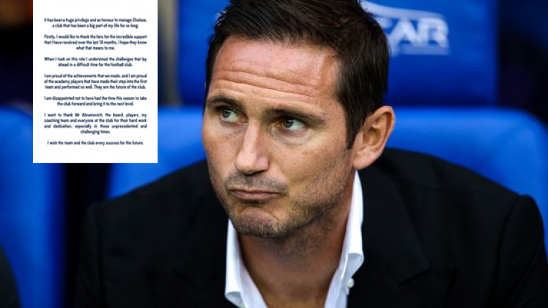 Lampard shkruan me shumë emocione për Chelsean edhe pse e shkarkuan