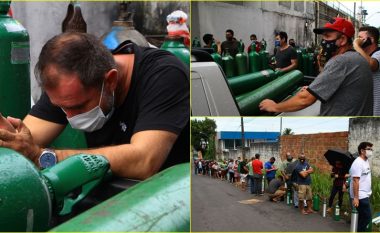 Pamje të tmerrshme nga Brazili: Familjarët e të prekurve me COVID-19 presin me orë të tëra në radhë, për të siguruar oksigjen