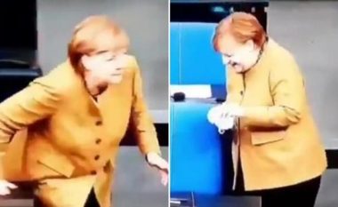 Merkel harron maskën në foltore, kthehet me shpejtësi për ta marrë