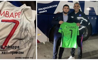 Khabib ishte nga ata pak fatlumë që e pa ndeshjen Barcelona – PSG në Camp Nou, ai mori fanellat e nënshkruara nga Mbappe dhe Navas