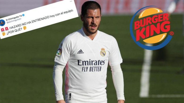 Burger King tallet me Eden Hazardin pas mungesës së belgut në stërvitje te Real Madridi