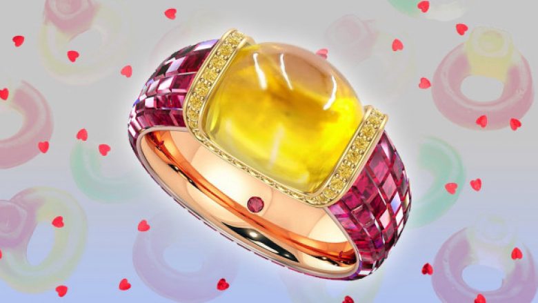 Realizohet unaza e fejesës me rubin e frymëzuar nga Haribo