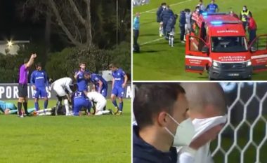 Momente paniku në ndeshjen Belenenses – Porto, sulmuesi bie pa ndjenja në tokë pas një dueli me portierin