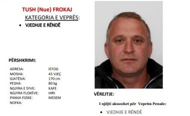 Policia në kërkim të Tush Frokaj nga Istogu, i akuzuar për vjedhje të rëndë