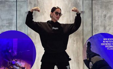 Dafina Zeqiri nuk ndalet edhe pas operimit në gju, fotografohet në një studio muzikore