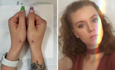 Vajza bëri tatuazh shkronja në duart e saj për të ditur se cila është e djathta dhe cila e majta
