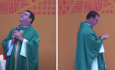 Plumbi ra mbi priftin në mes të meshës në Brazil