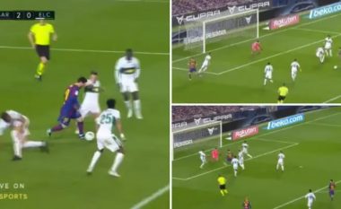 Momenti kur pesë lojtarë të Elches nuk mund ta ndalonin Messin të shënonte
