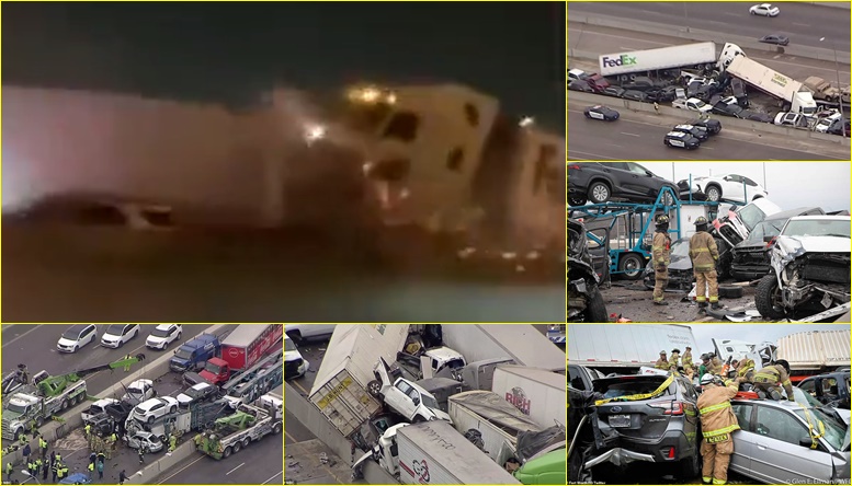 Momenti kur kamioni përplaset në një autostradë në Teksas – në aksident u përfshinë 100 makina, mbetën pesë të vdekur