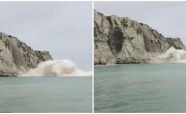 Rrëshqitje dheu, copëzat e shkëmbit përfundojnë në ujë në Dover