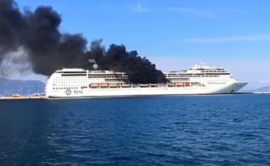 Një zjarr i madh shpërthen në një anije në Greqi, zjarrfikësit lokalizojnë zjarrin pranë portit të Korfuzit