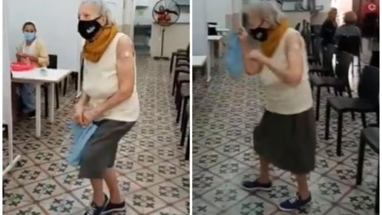 Gjyshja nga Argjentina vaksinohet kundër COVID-19, nga gëzimi i madh fillon të vallëzojë