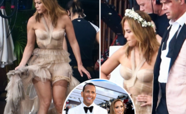 Jennifer Lopez duket e mrekullueshme në një fustan nusërie mes thashethemeve e raportimeve për ndarjen nga Alex Rodriguez