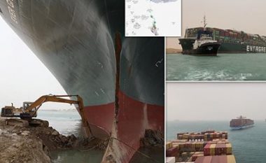 Anija transportuese 200 mijë tonëshe bllokon Kanalin e Suezit, humbjet ditore vlerësohen se arrijnë në 9.5 miliardë dollarë