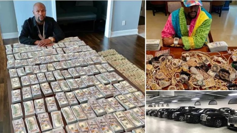 Obsesioni i Floyd Mayweather me paratë – vetura, bizhuteri dhe ‘tavolina me kesh’