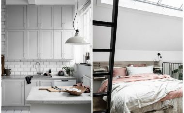Idil elegant në mansardë të lartë: Një apartament plot dritë dhe ngrohtësi