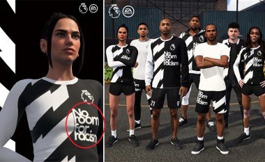 Dua Lipa në video-lojën FIFA 21 të PlayStation me mesazhin “Nuk ka vend për racizëm”, krahas Lewis Hamilton e Anthony Joshuas