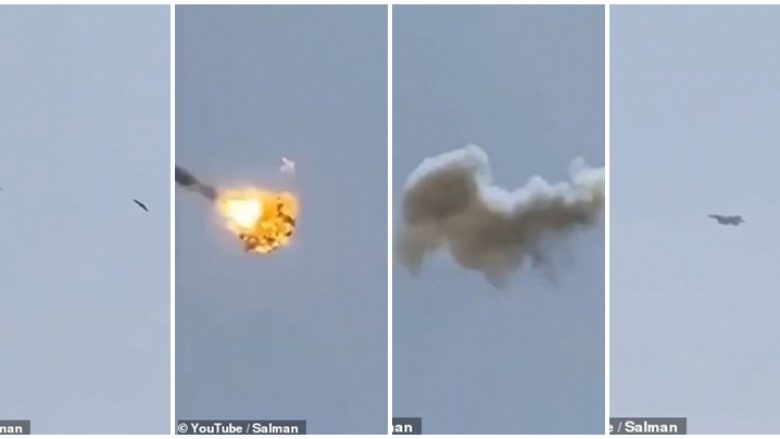 Momenti kur aeroplani i ushtrisë saudite hedh në ajër dronin kamikaz të rebelëve Houthi