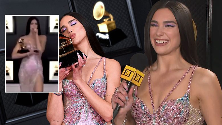 Kollitja nuk e la të përfundonte intervistën – momenti i sikletshëm i Dua Lipës pas marrjes së çmimit “Grammy”